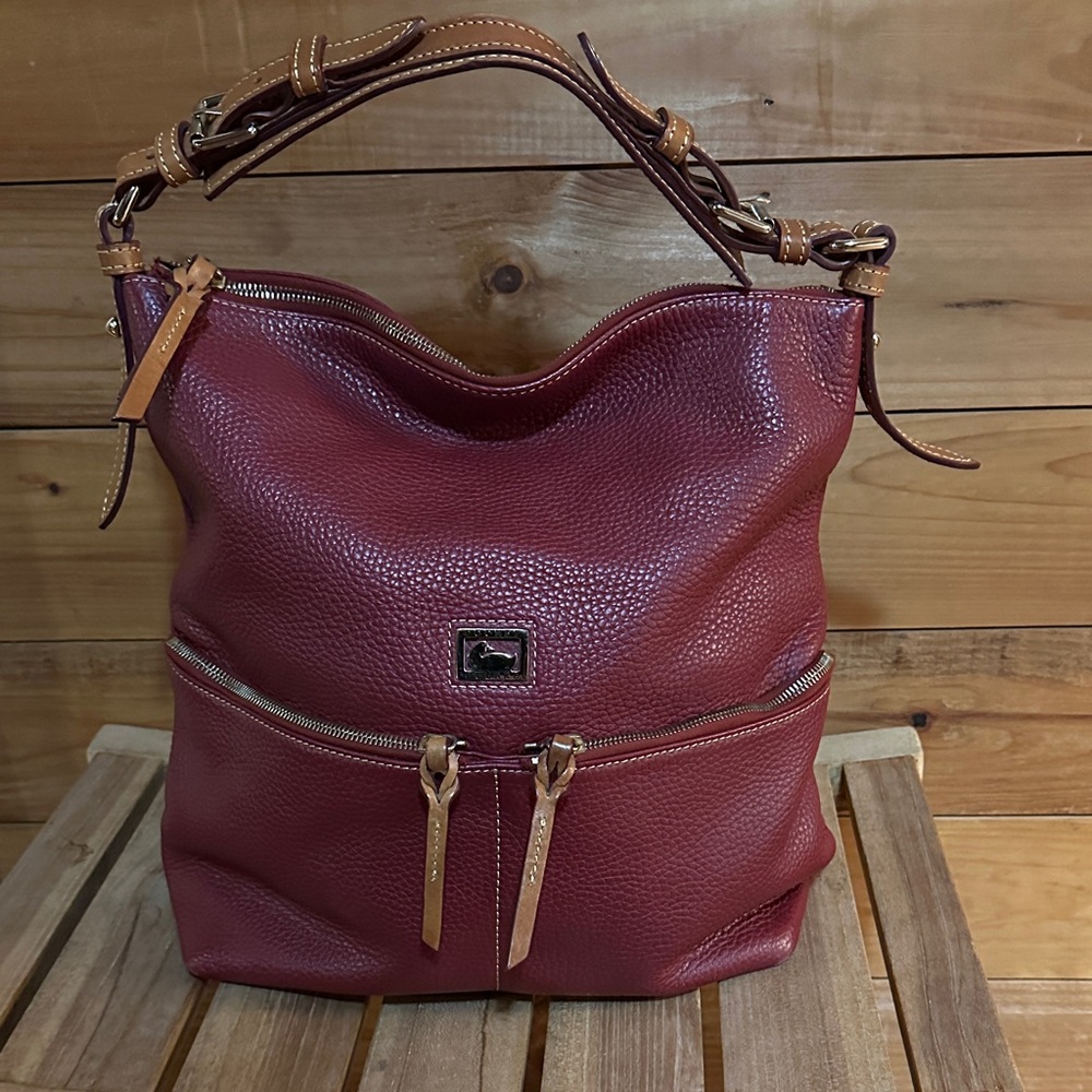 Dooney & Bourke Rich Burgundy Pebble Leather Hobo Bag